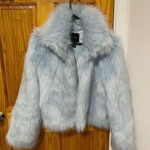 Faux fur baby blue jacket